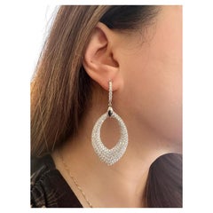 Large Pave Diamond Drop Earrings 10.90 carat total weight in 18k White Gold