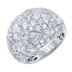 Large Pave Diamond Encrusted Ring 5.17 Carat 18 Karat White Gold