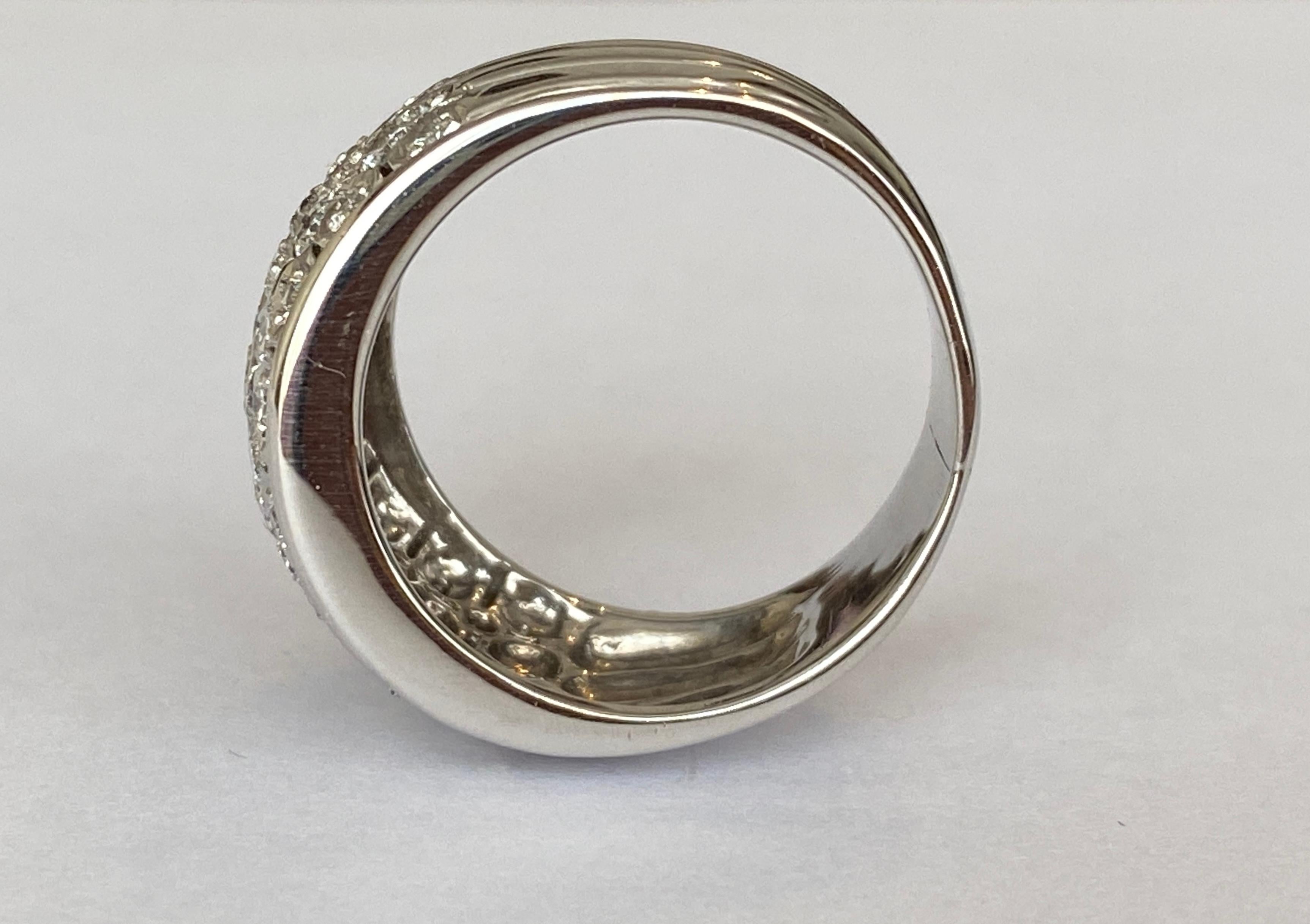 Großer Pave-Diamantring für Damen 1,30 Karat  Bandband 18 kt Weißgold 3
