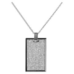 AS29 Large Pave Diamond Tag Necklace in 18k Black Gold