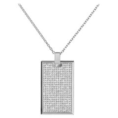 AS29 Large Pave Diamond Tag Necklace in 18k White Gold