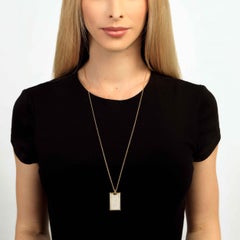 Large Pave Diamond Tag Necklace in 18k Yellow Gold