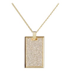 Large Pave Diamond Tag Necklace in 18k Yellow Gold