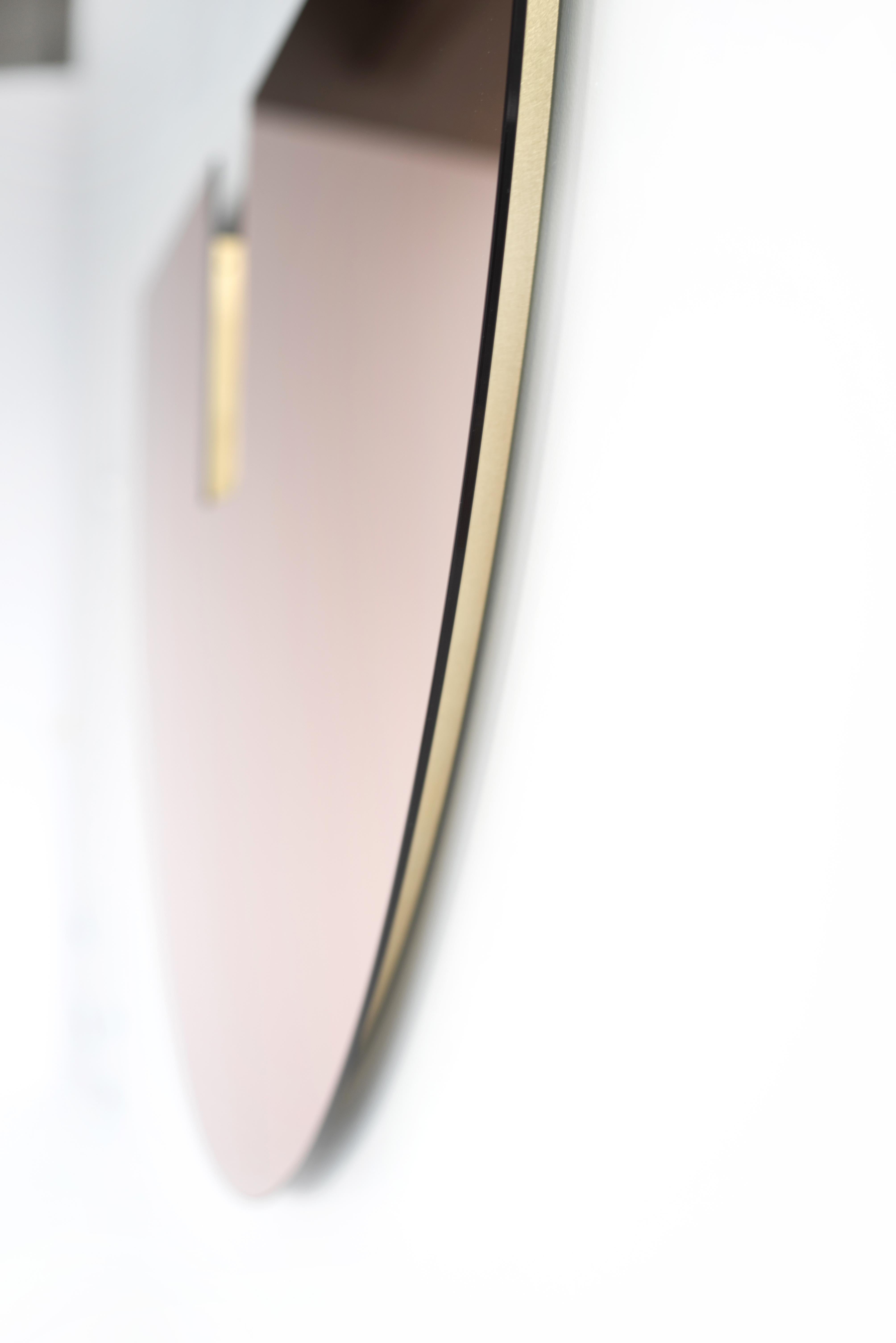 American Large Rose Gold Mirror, Contemporary Taurus Mirror by Ben & Aja Blanc For Sale