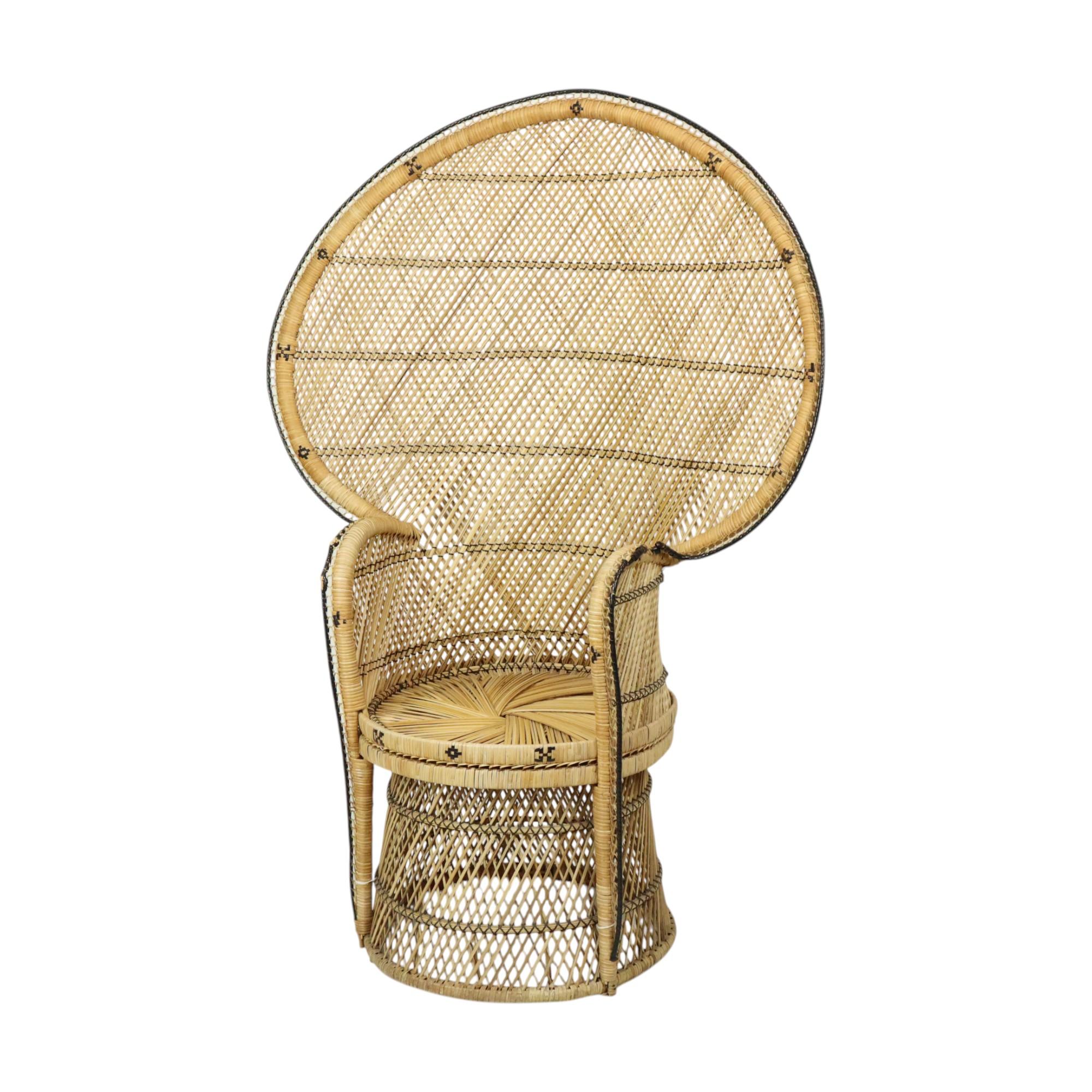 Großer Pfau Stuhl Rattan Emanuelle Stuhl XL Boho Style 149cm im Angebot 2