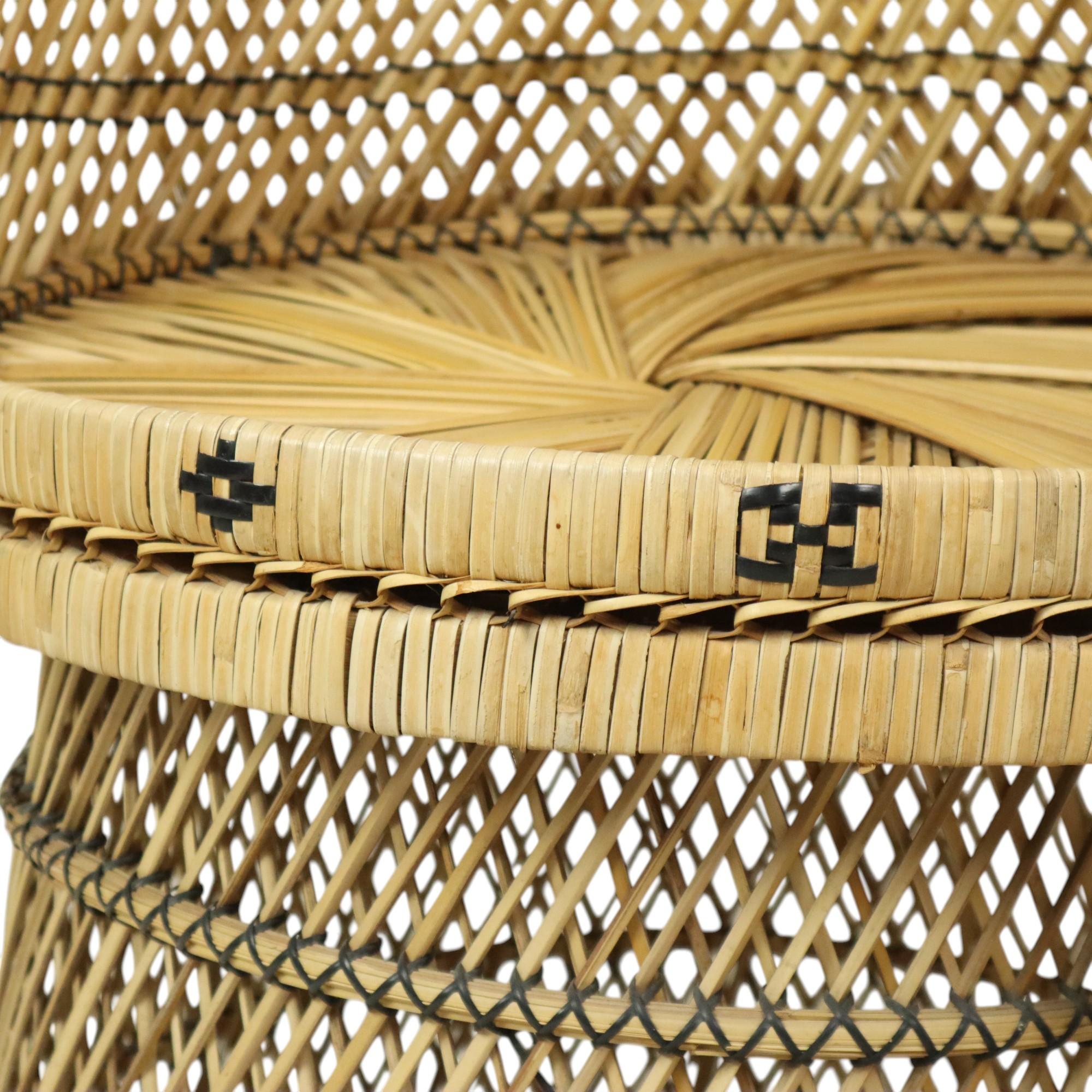 Großer Pfau Stuhl Rattan Emanuelle Stuhl XL Boho Style 149cm im Angebot 6