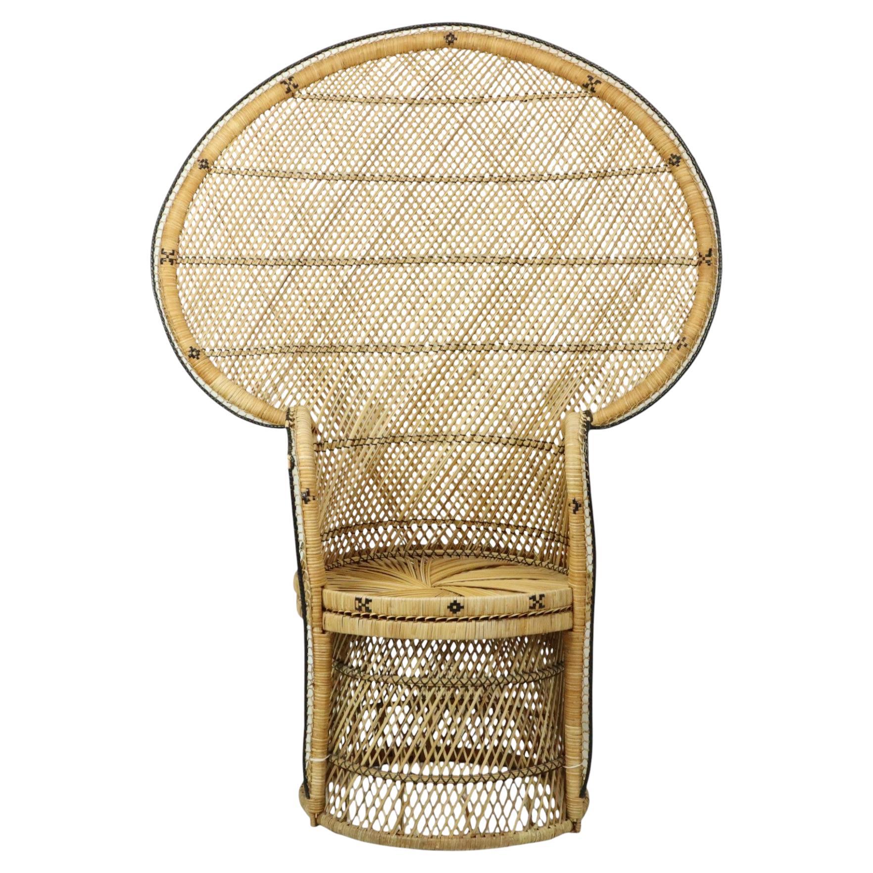 Großer Pfau Stuhl Rattan Emanuelle Stuhl XL Boho Style 149cm im Angebot