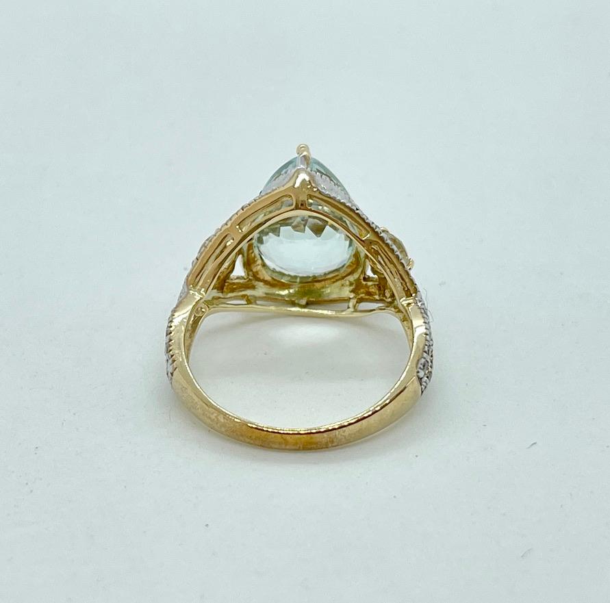 Großes birnenförmiges hellblaues natürliches Aquamarin-Diamant-Kleid-Ring Valuation im Angebot 2