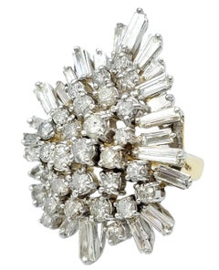 Large Pear Shaped Multi Diamond Cluster Cocktail Ring in Two-Tone 14 Karat Gold