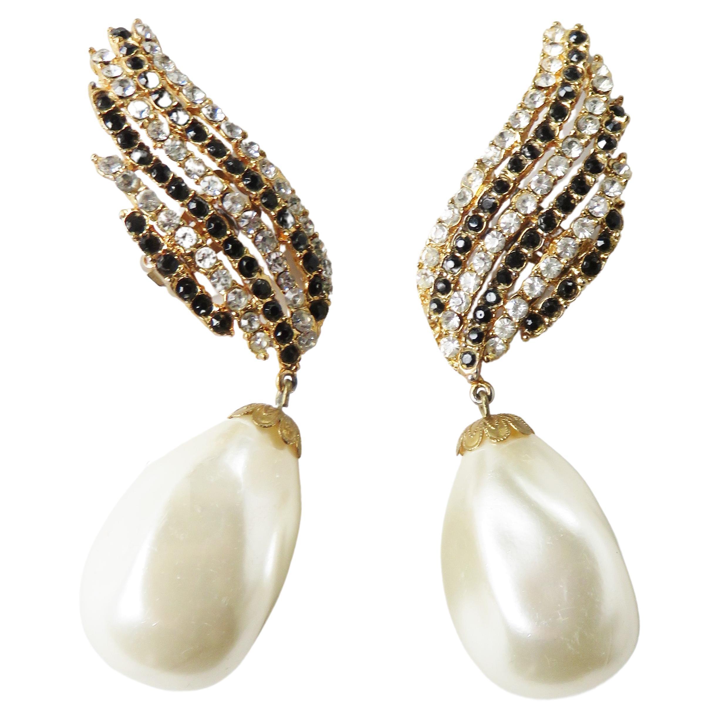 Große Perlen- und Kristall-Ohrringe für das Magazin-Cover 1983 im Angebot