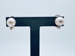 Large Pearl and Diamond Earrings
