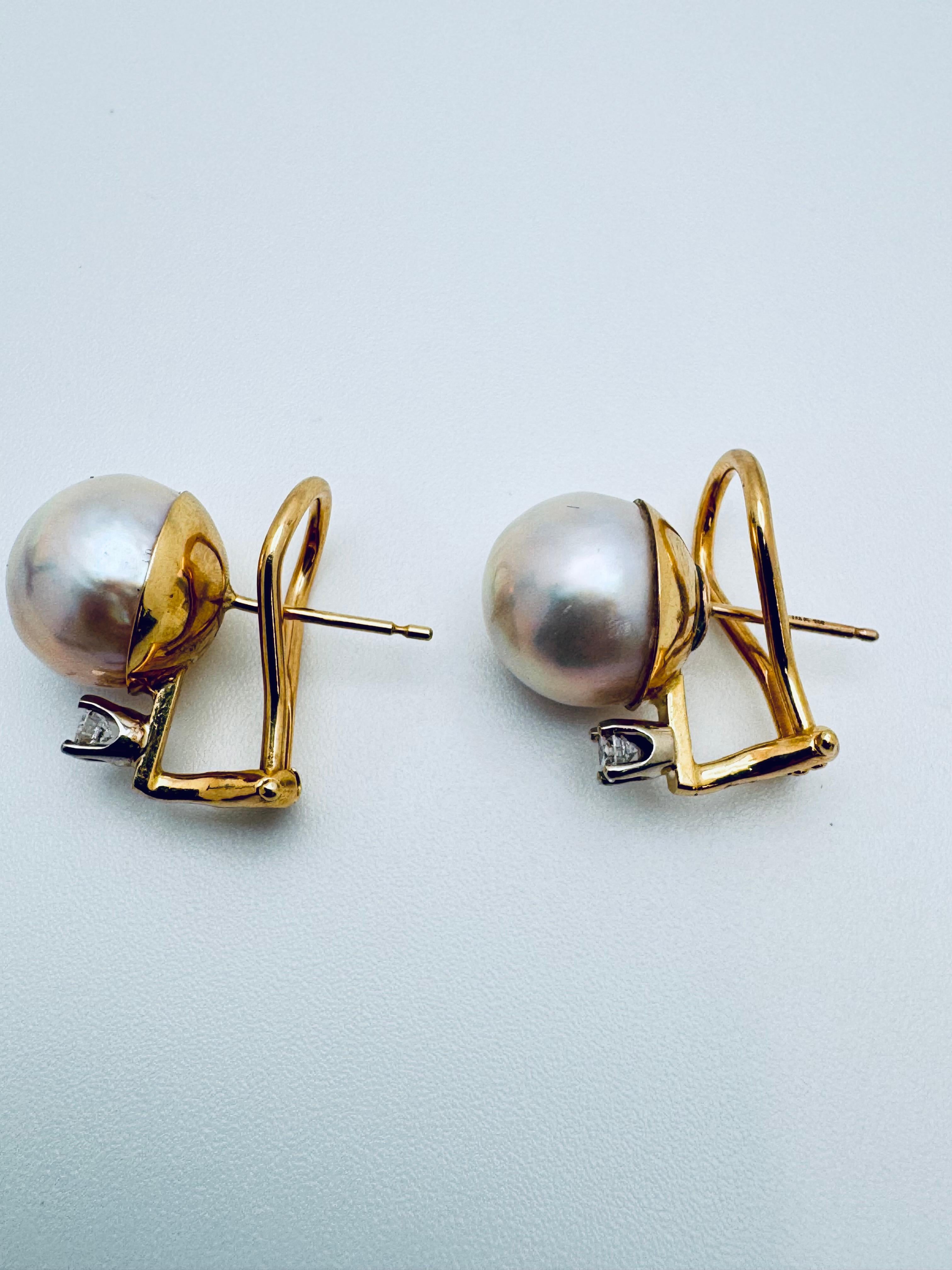 da uomo o donna Orecchini grandi con perle e diamanti in vendita