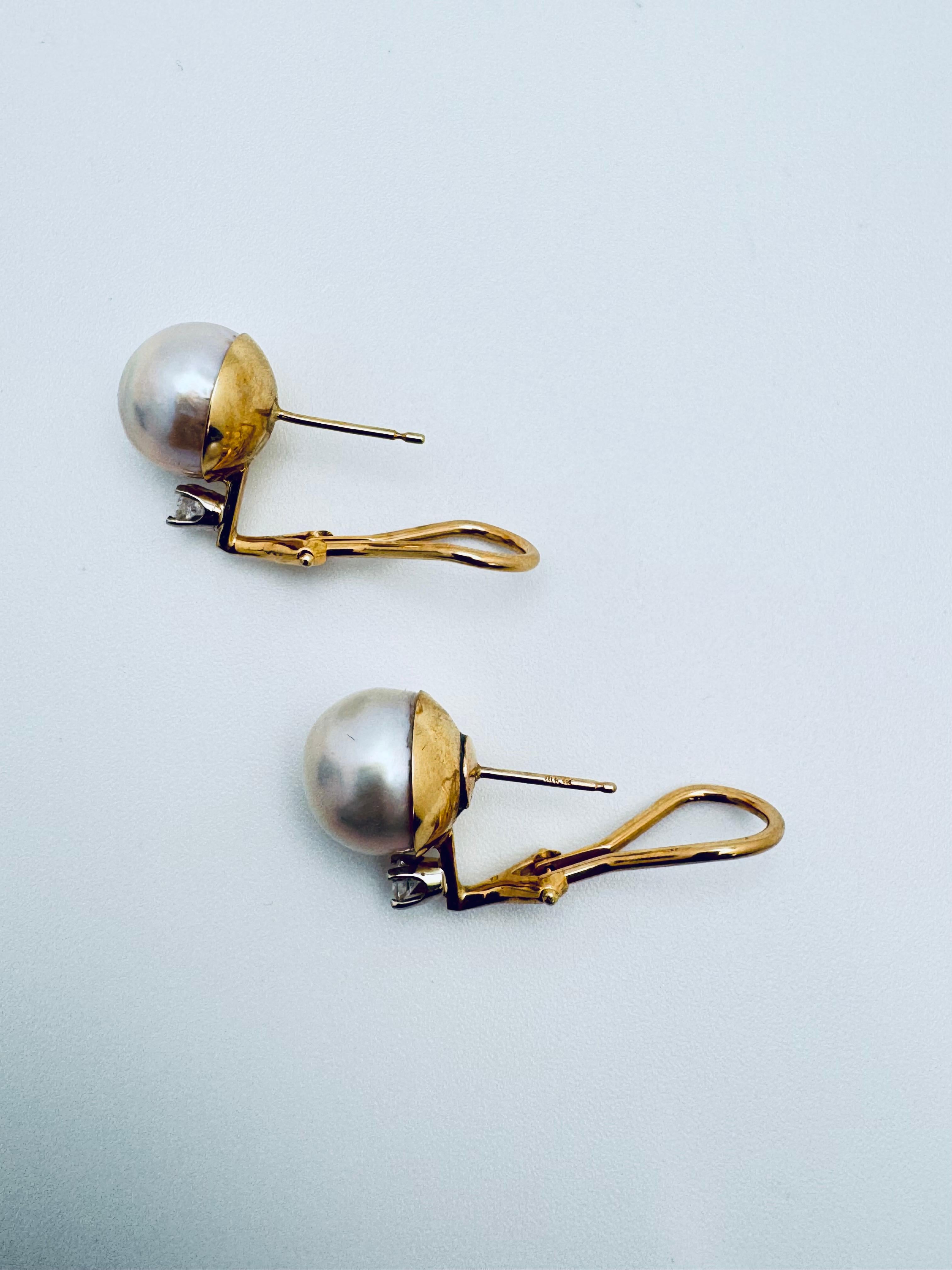 Orecchini grandi con perle e diamanti in vendita 1