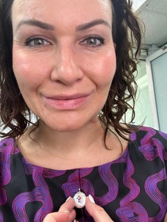 Large pearl and ruby pendant 14KT baroque pearl pendant cross