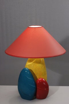 Gran lámpara de sobremesa de cerámica de guijarros de François Chatain, Francia años 90