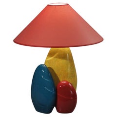 Gran lámpara de sobremesa de cerámica de guijarros de François Chatain, Francia años 90