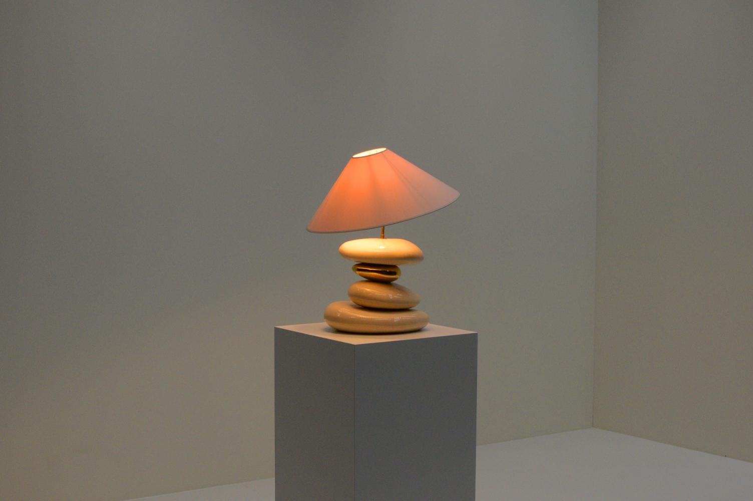 French Large Pebble table lamp by François Chatain, 1980s France. For Sale