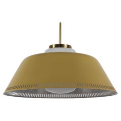 Large Pedant Light Attributed to Bent Karlby with Dusty Yellow, Denmark, 1950s