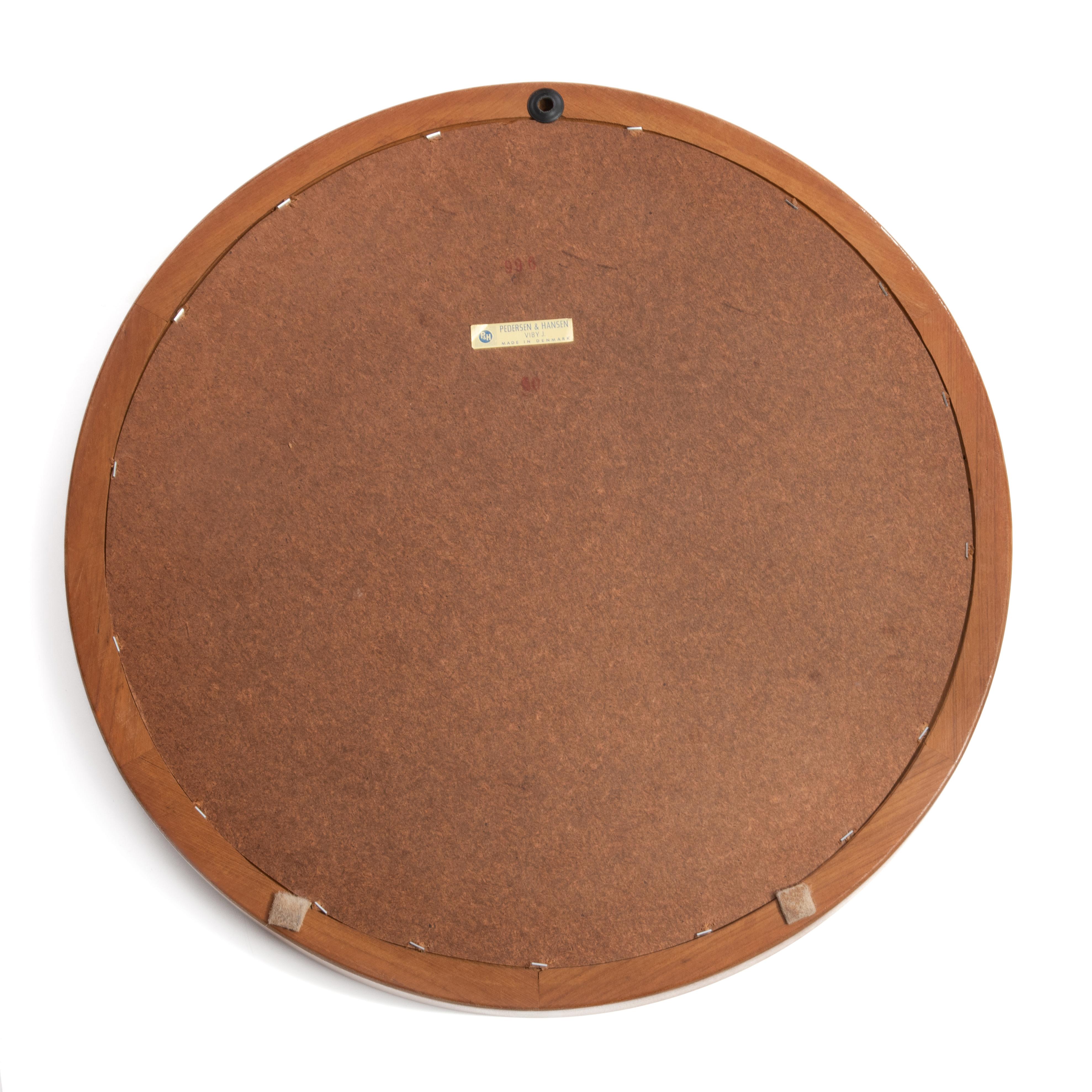 Grand miroir rond en teck massif danois Pedersen & Hansen Vibi J. Finger Joints en vente 3