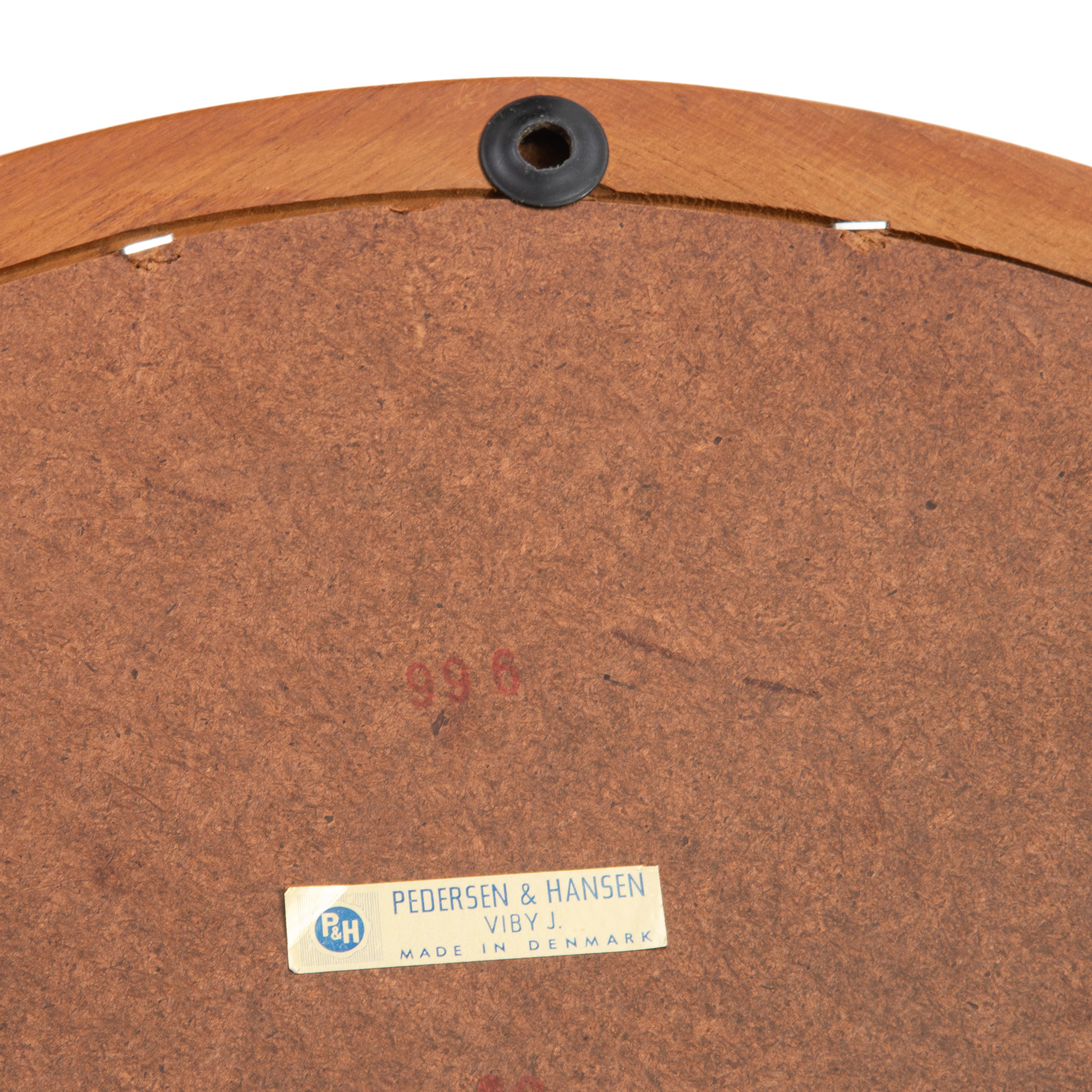 Grand miroir rond en teck massif danois Pedersen & Hansen Vibi J. Finger Joints en vente 4