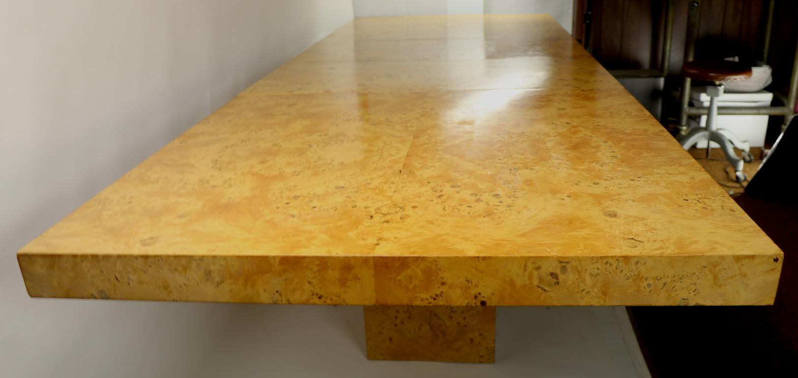 Large Pedestal Base Burl Dining Table by Baughman for Dillingham 8