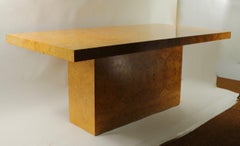 Large Pedestal Base Burl Dining Table by Baughman for Dillingham