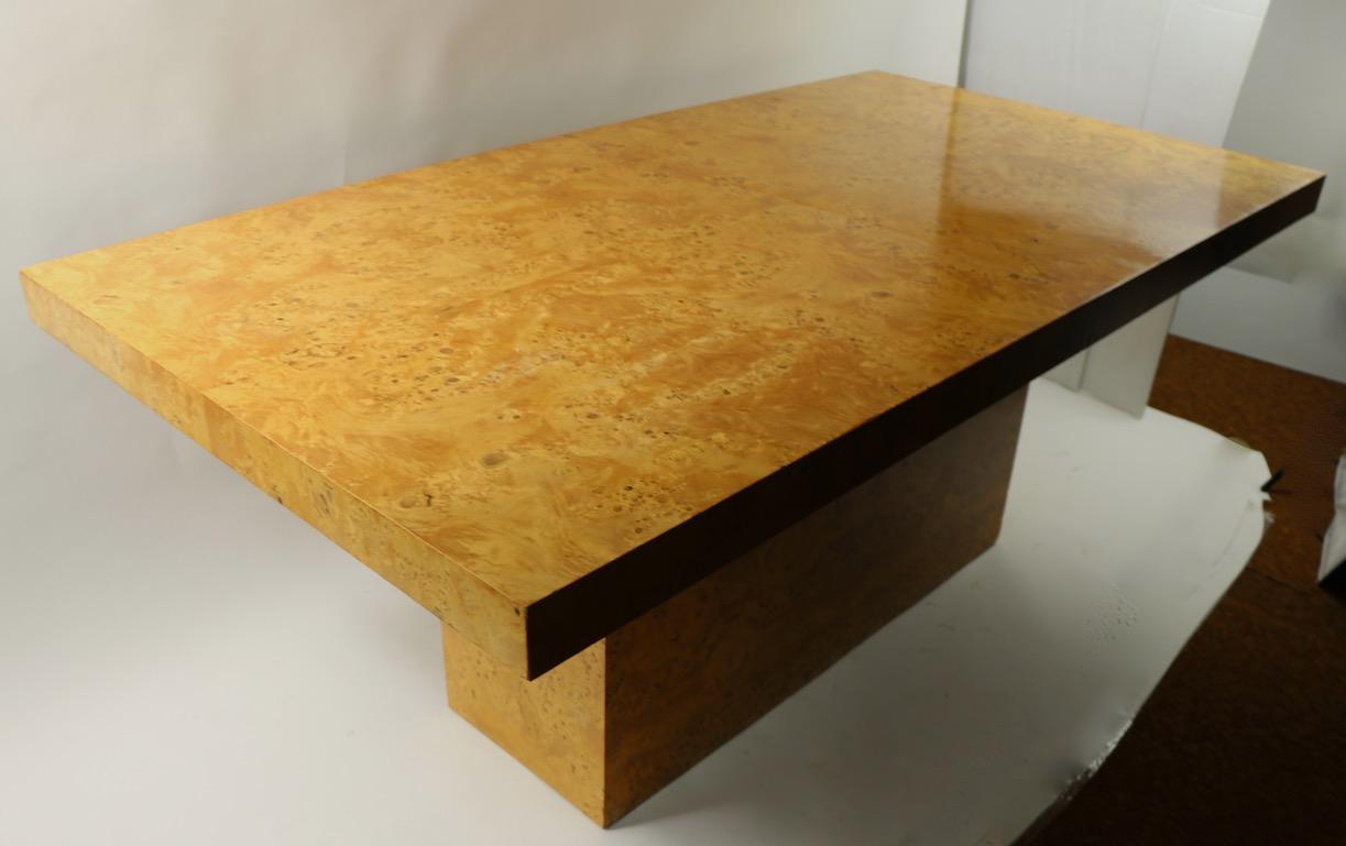 20th Century Large Pedestal Base Burl Dining Table by Baughman for Dillingham