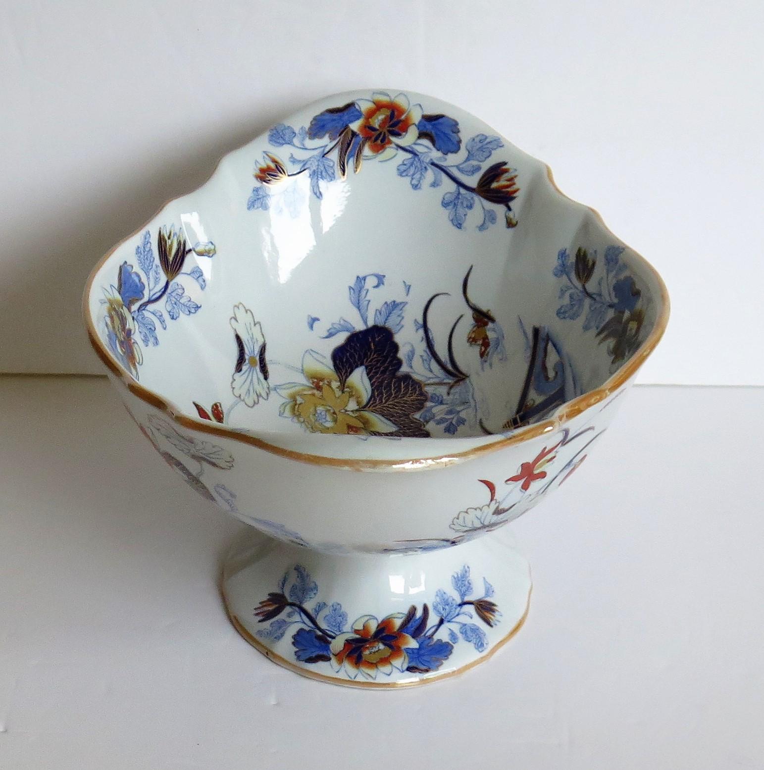 Ironstone Large Wedgwood Pedestal Bowl Centrepiece Stone China Ptn 1156, circa 1840 For Sale