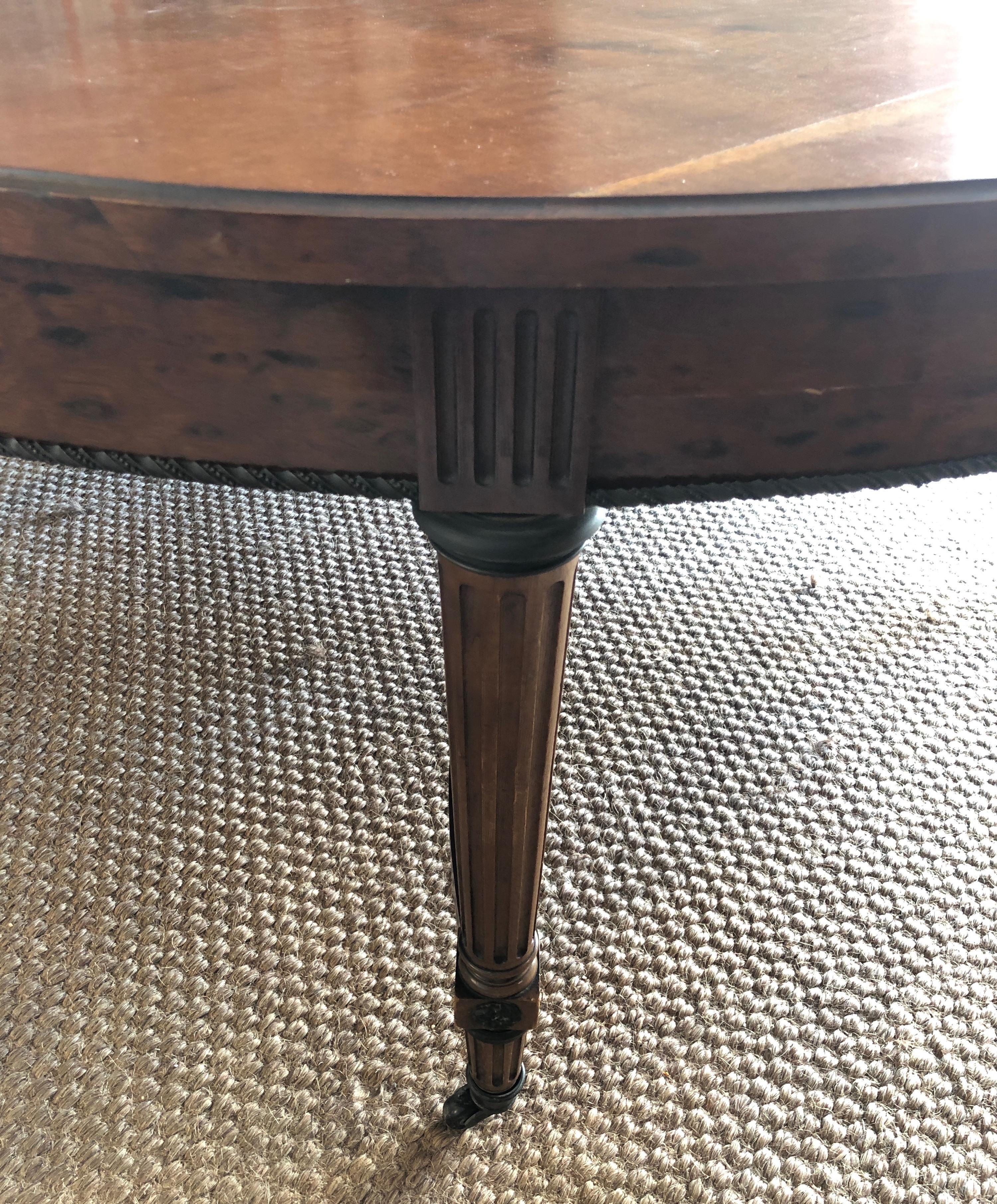 Large Pedestal Extending able with Central Leg in Wood, Brass and Bronze For Sale 9