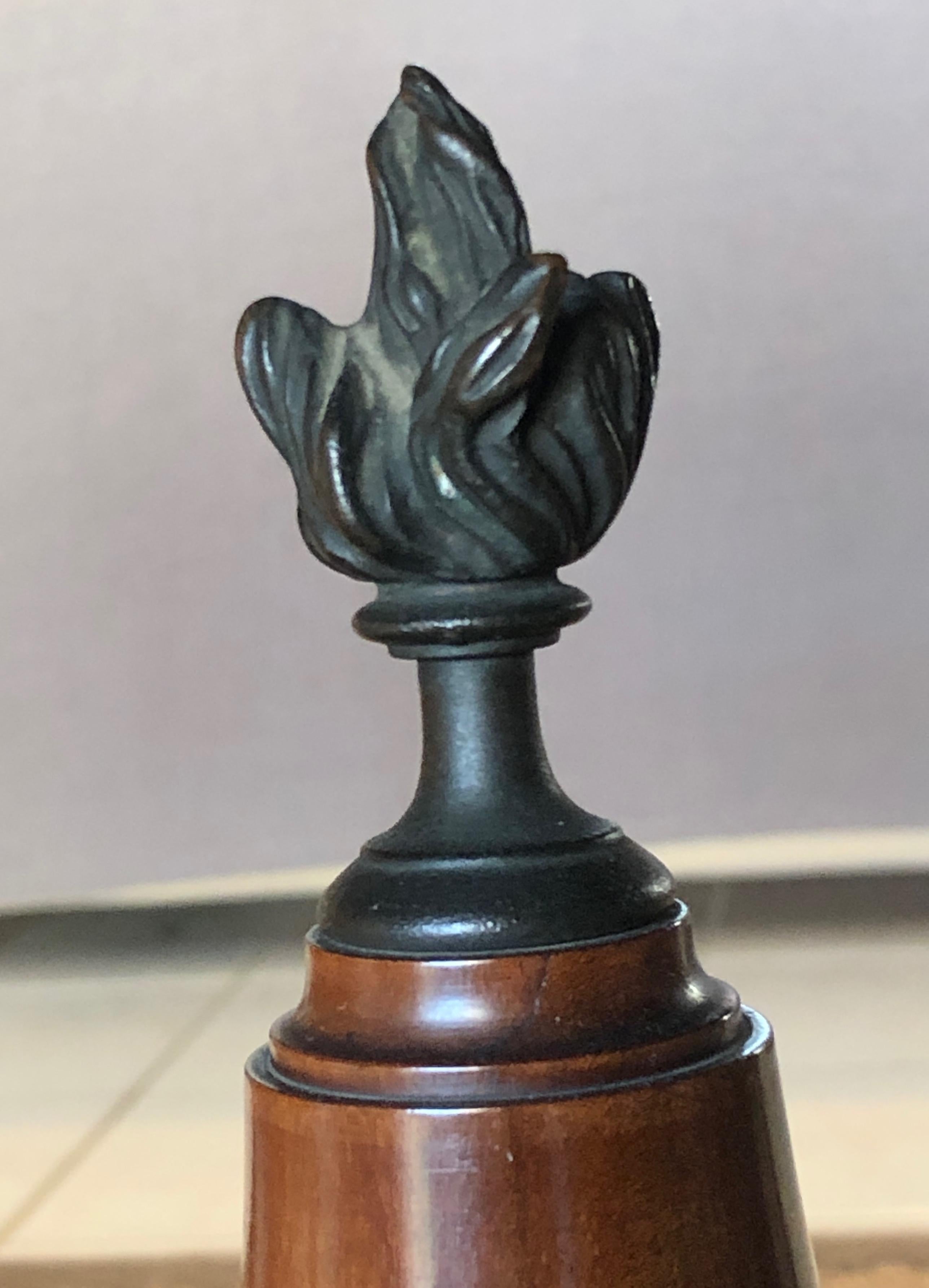 Large Pedestal Extending able with Central Leg in Wood, Brass and Bronze For Sale 12
