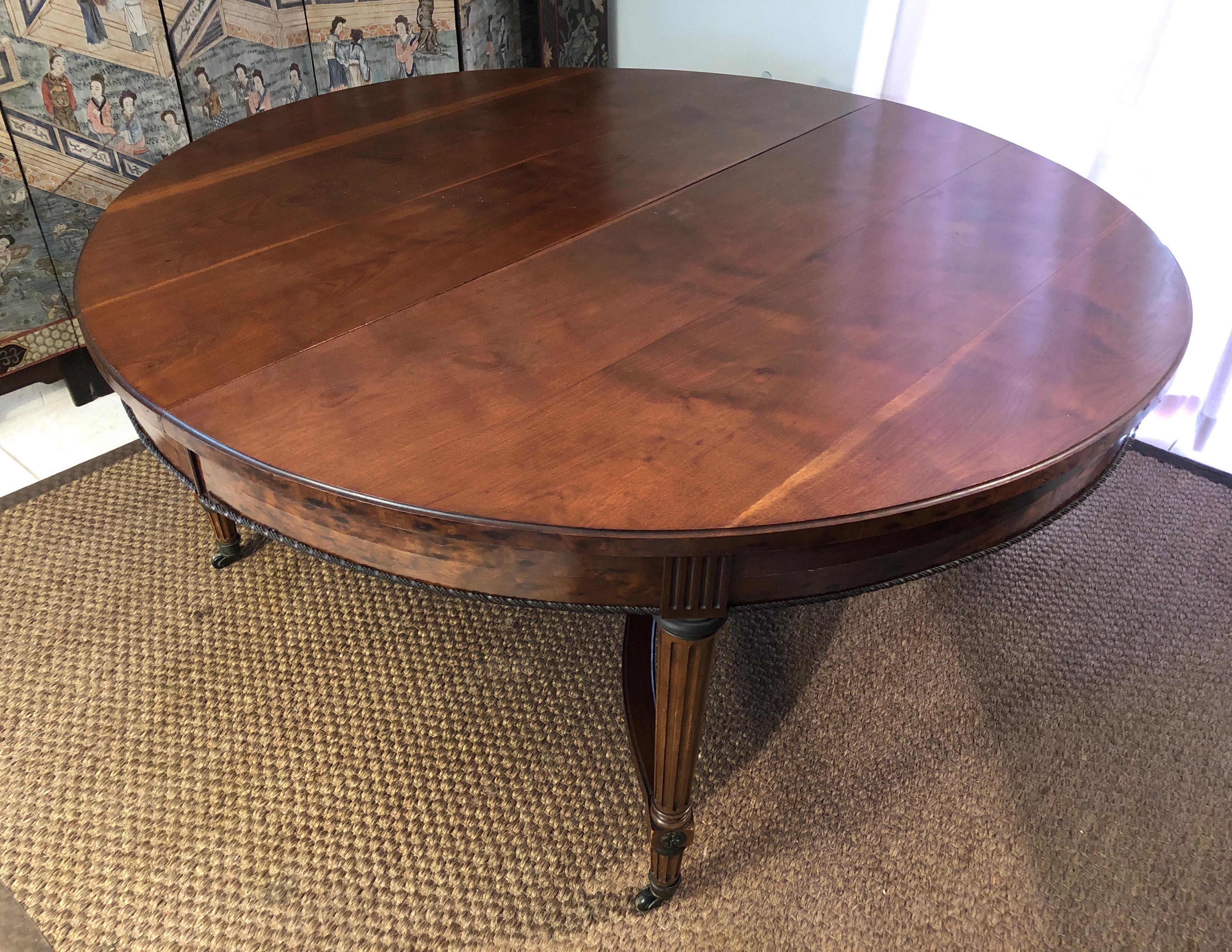 Large Pedestal Extending able with Central Leg in Wood, Brass and Bronze For Sale 14