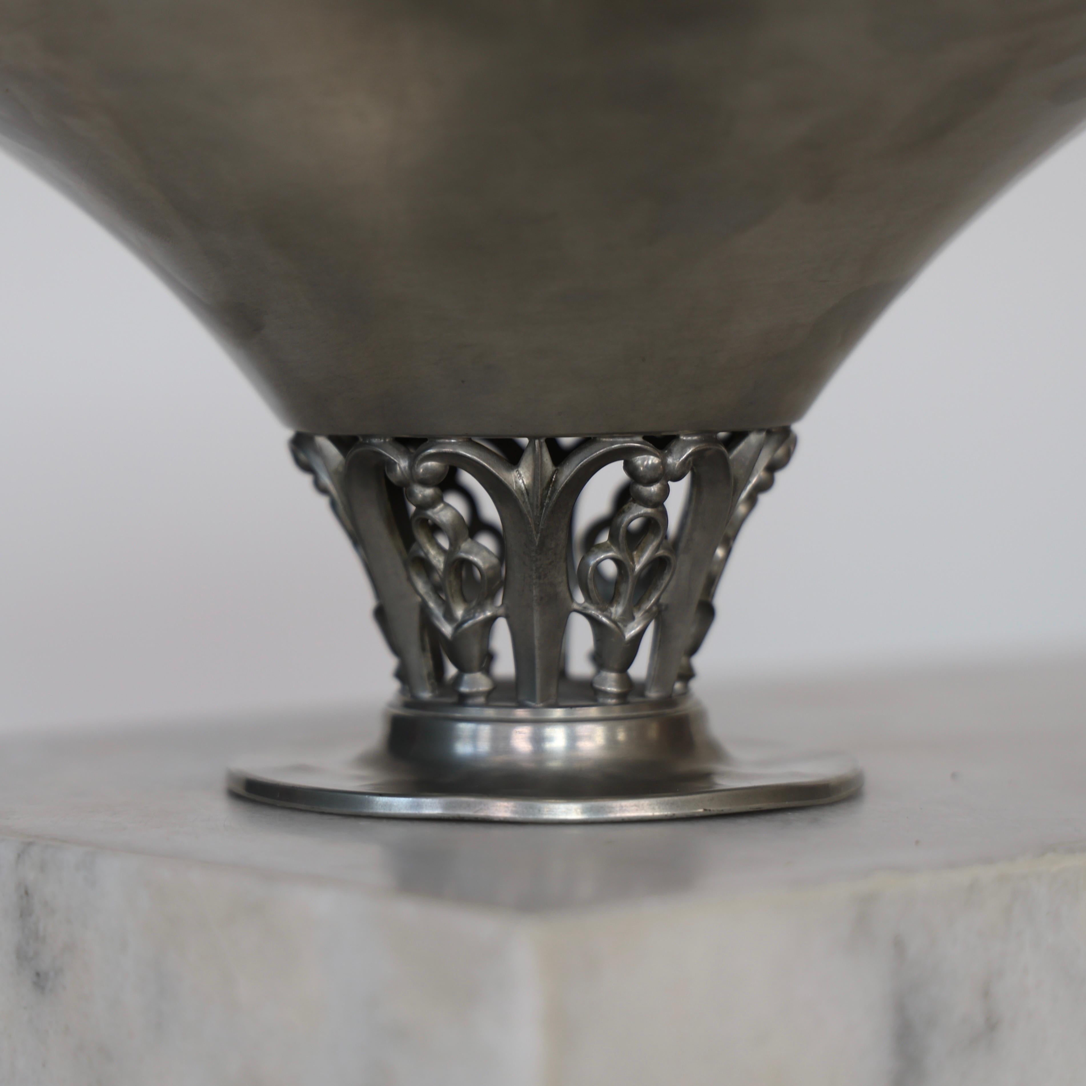 Danish Large Pedestal Pewter Bowl by Just Andersen, 1920s, Denmark For Sale