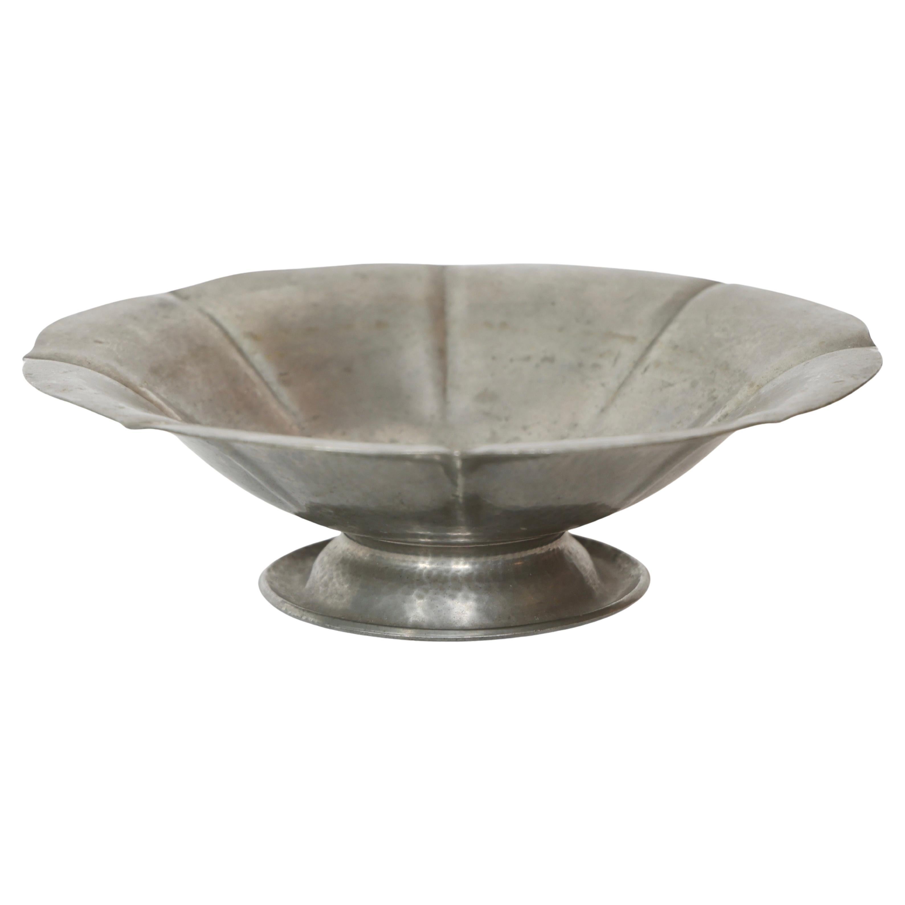 Large Pedestal Pewter Bowl by Just Andersen, 1920s, Denmark