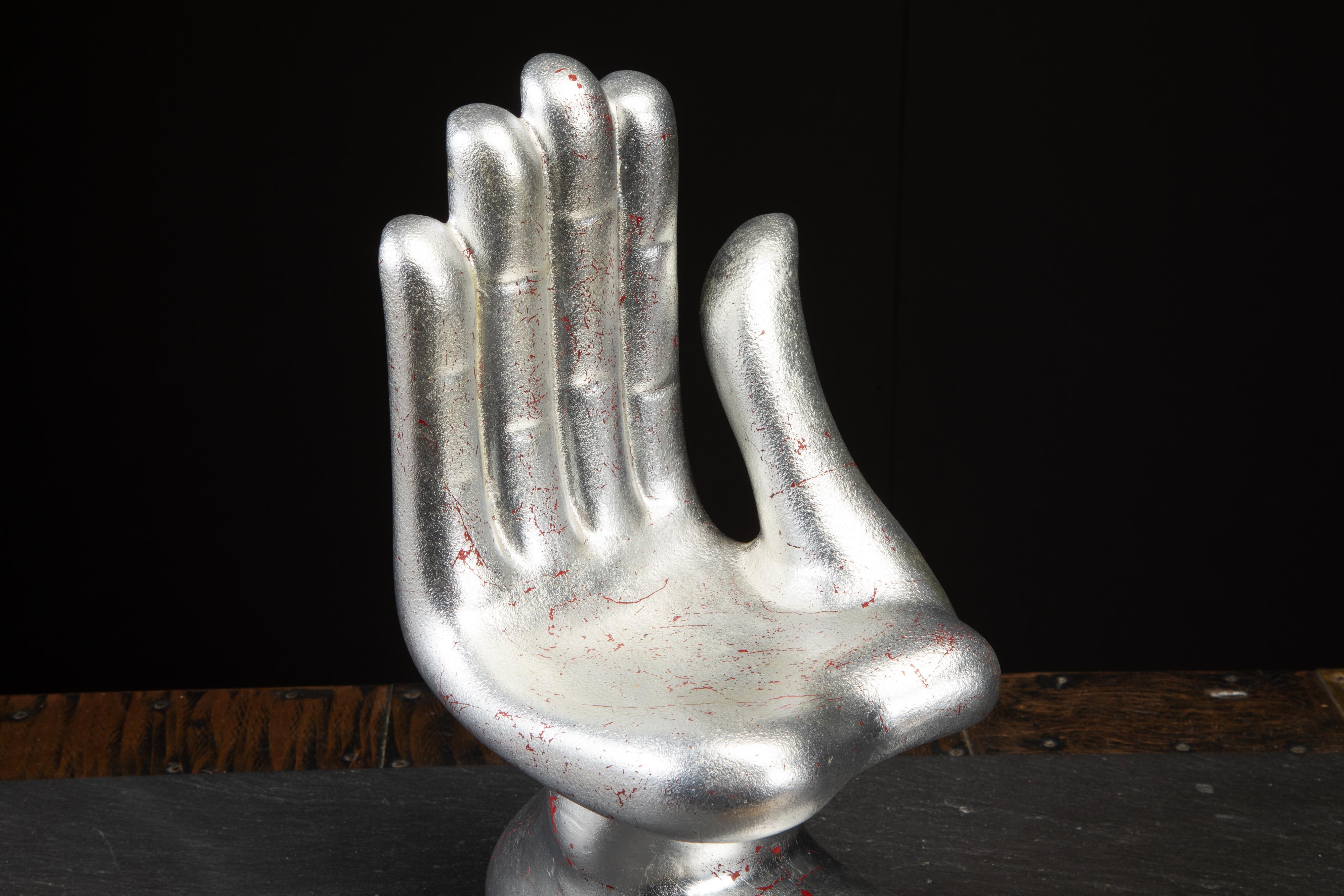 Large Pedro Friedeburg Silver Leaf Hand Foot Sculpture with COA, Signed 3