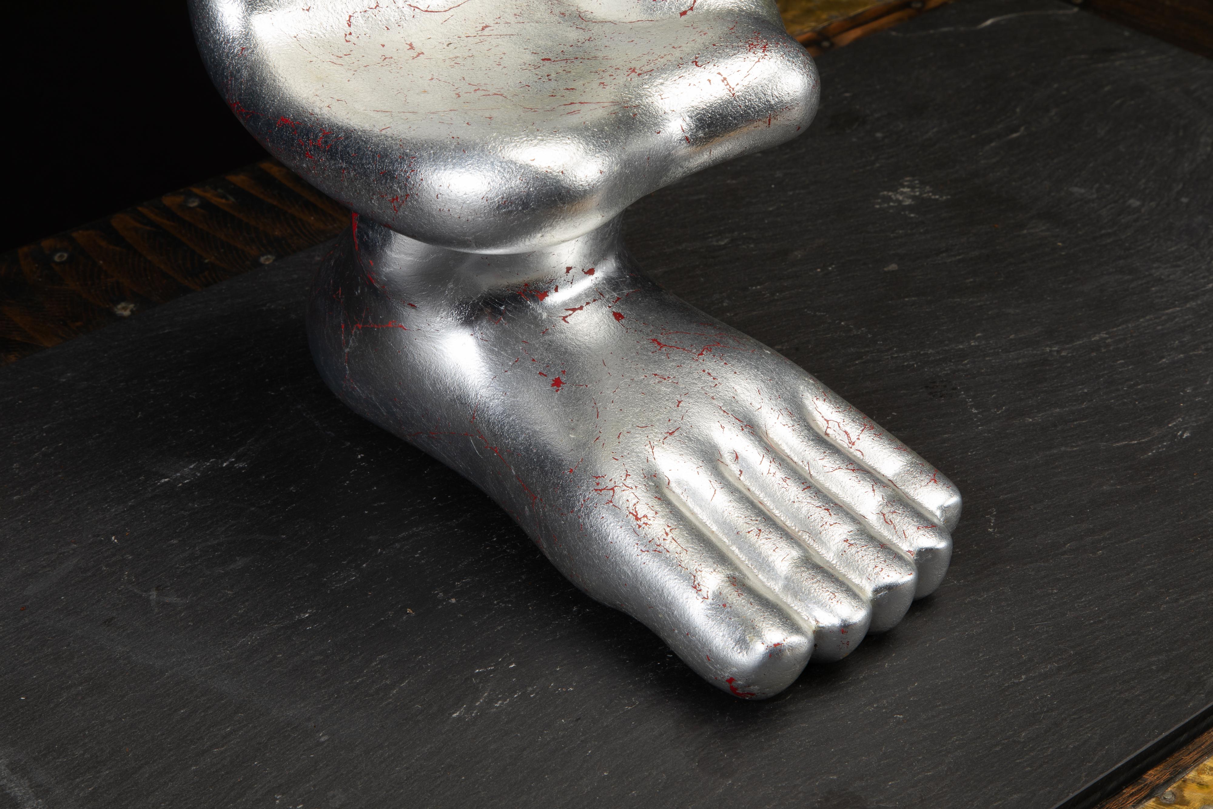 Large Pedro Friedeburg Silver Leaf Hand Foot Sculpture with COA, Signed 4