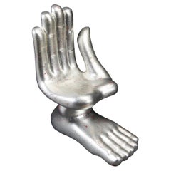 Large Pedro Friedeburg Silver Leaf Hand Foot Sculpture with COA, Signed