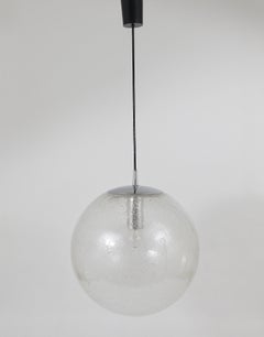 Large Peil & Putzler Bubble Glass and Chrome Globe Pendant Lamp, Germany, 1970s