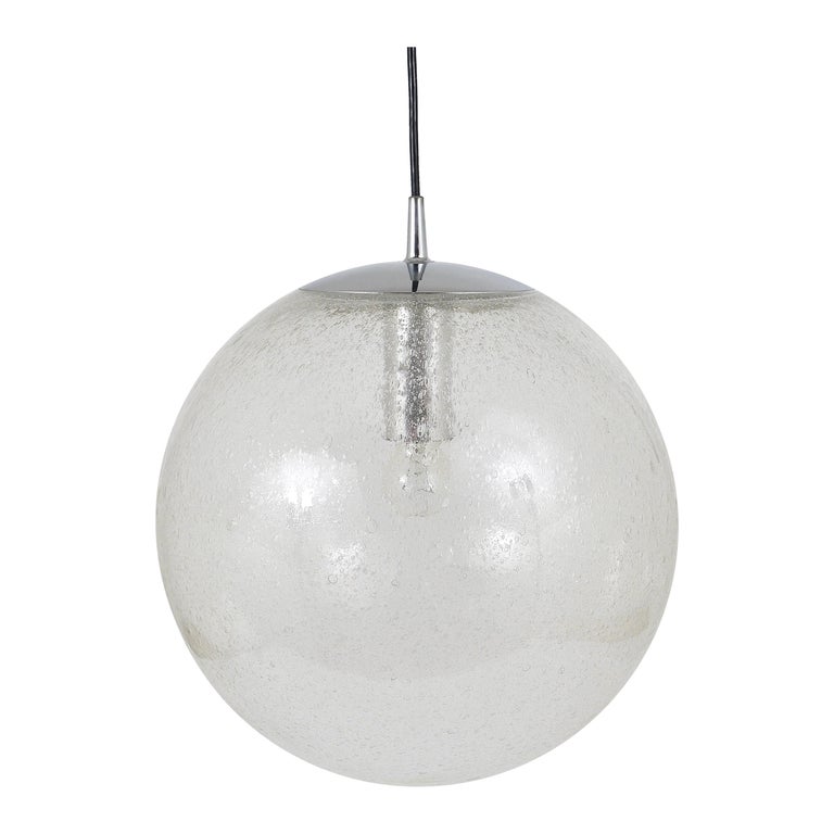 Large Peil And Putzler Bubble Glass, Globe Pendant Lamp Chrome
