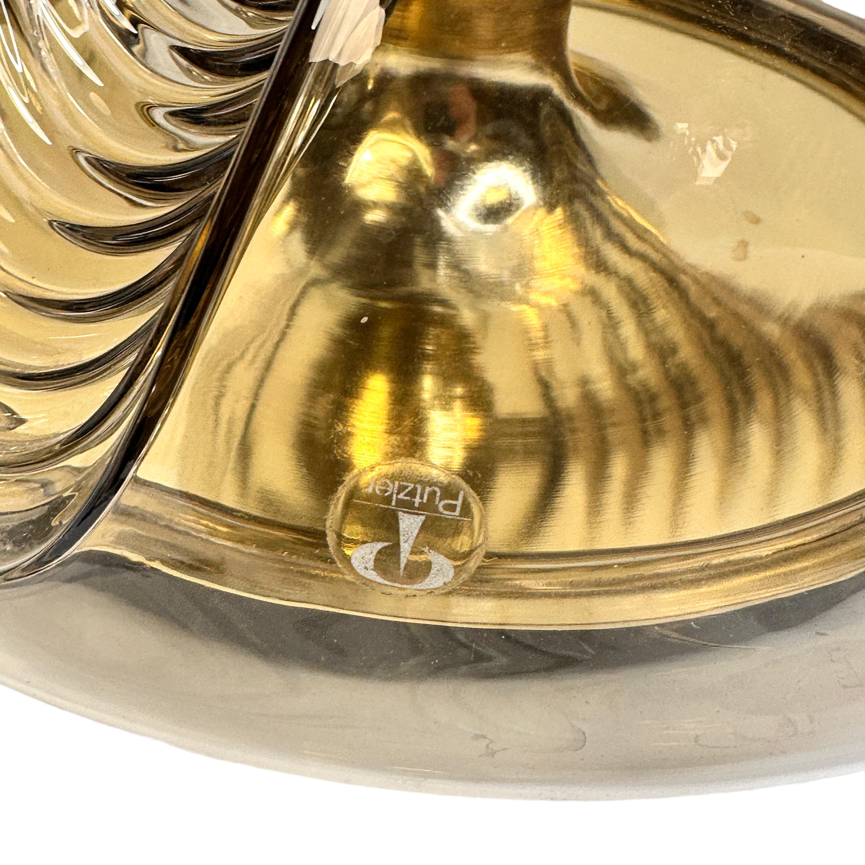 Mid-Century Modern Large Peill & Putzler Biomorphic Flush Mount Light Amber Glass Wave Koch Lowy