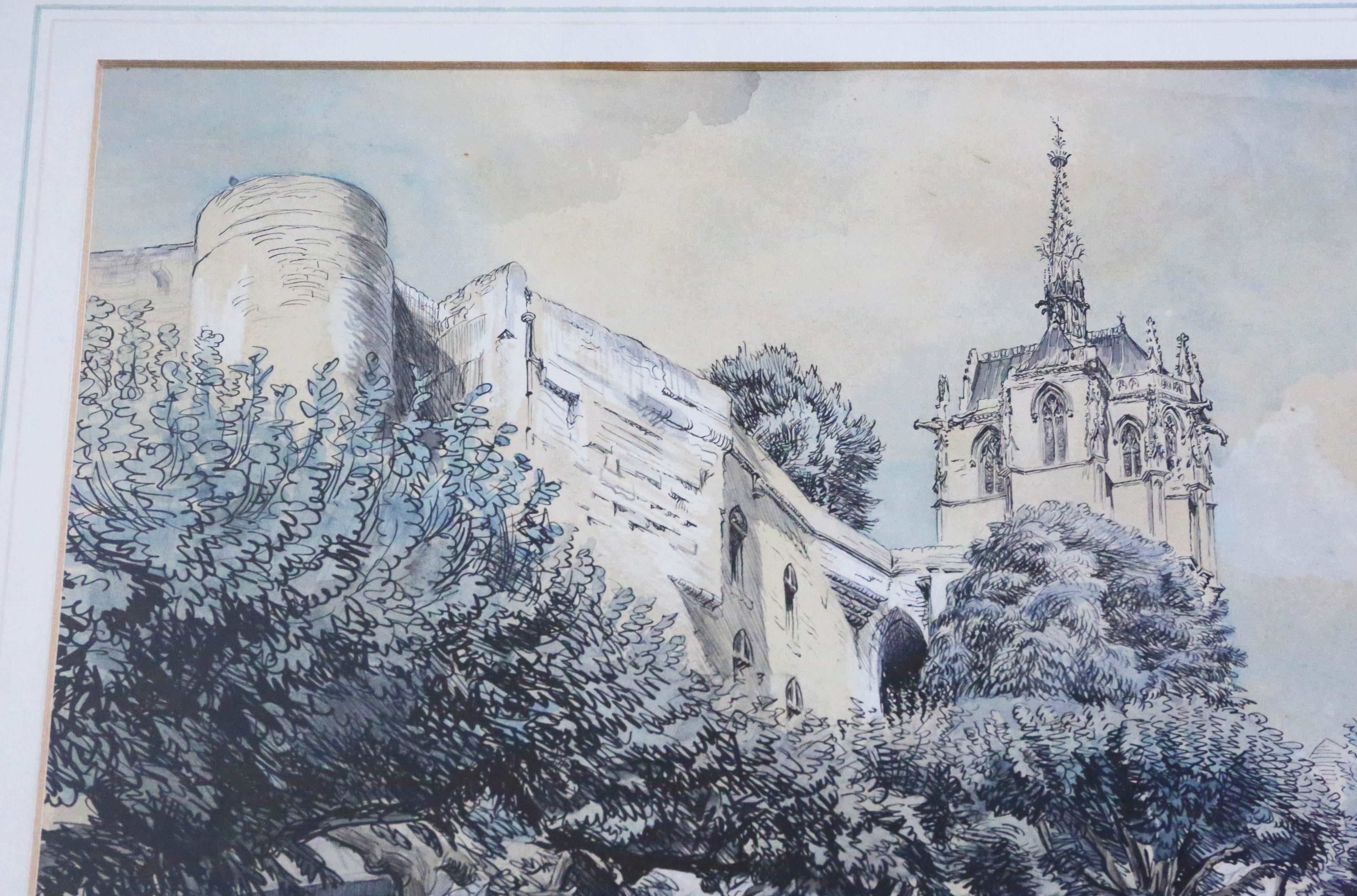 Metà XX secolo Grande opera d'arte a penna e lavatura di Dennis Flanders Maggiolino vintage d'epoca in vendita