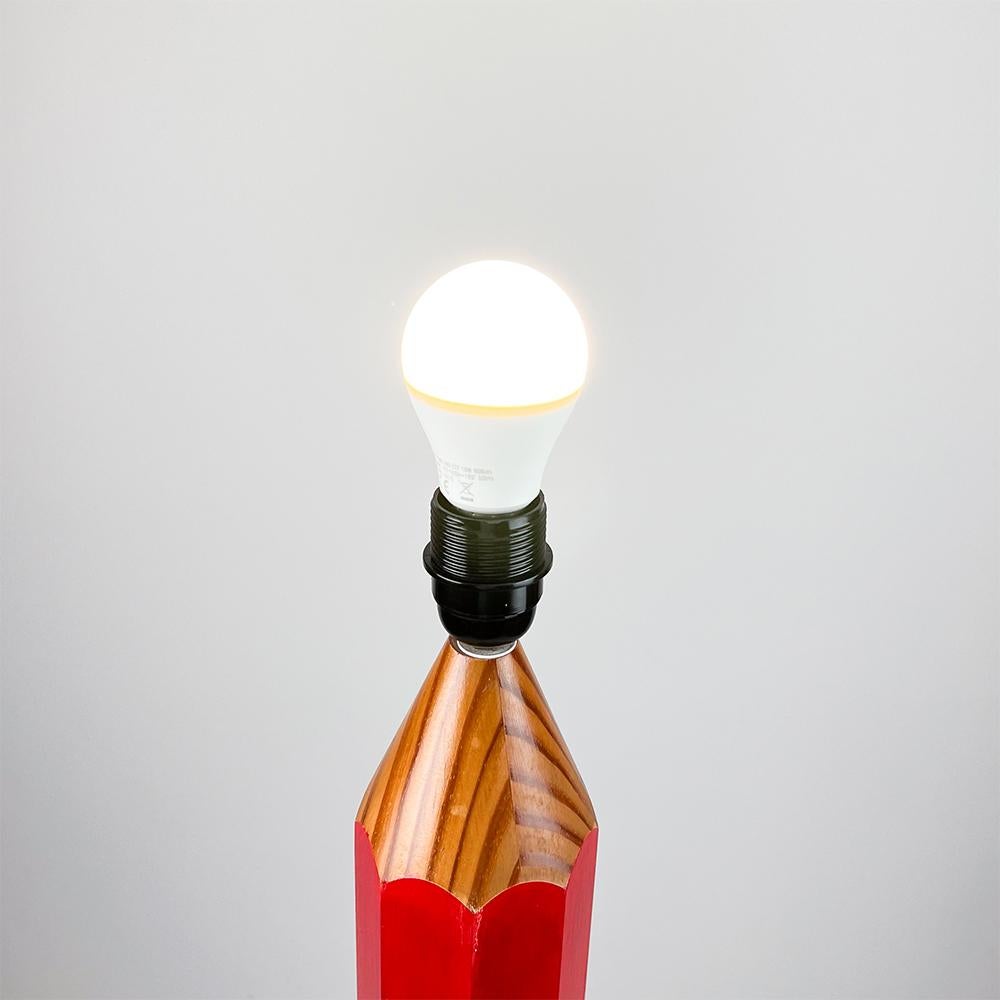 Wood Large Pencil Lamp, 1980s For Sale