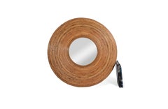 Large Pencil Reed Bulls Eye Rattan Mirror