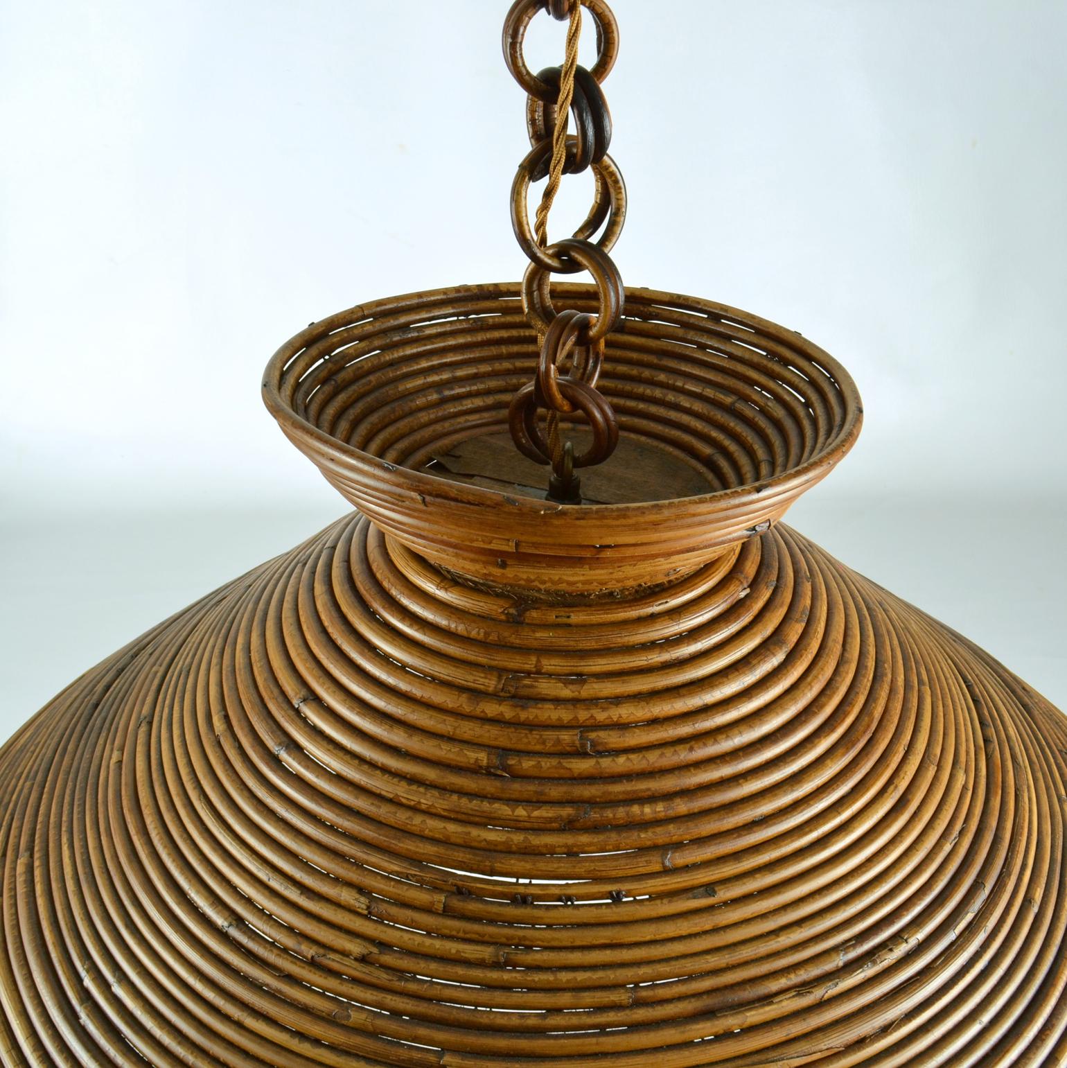 Mid-Century Modern Extra Large Pencil Reed Pendant Lamp, Italy, 1960s