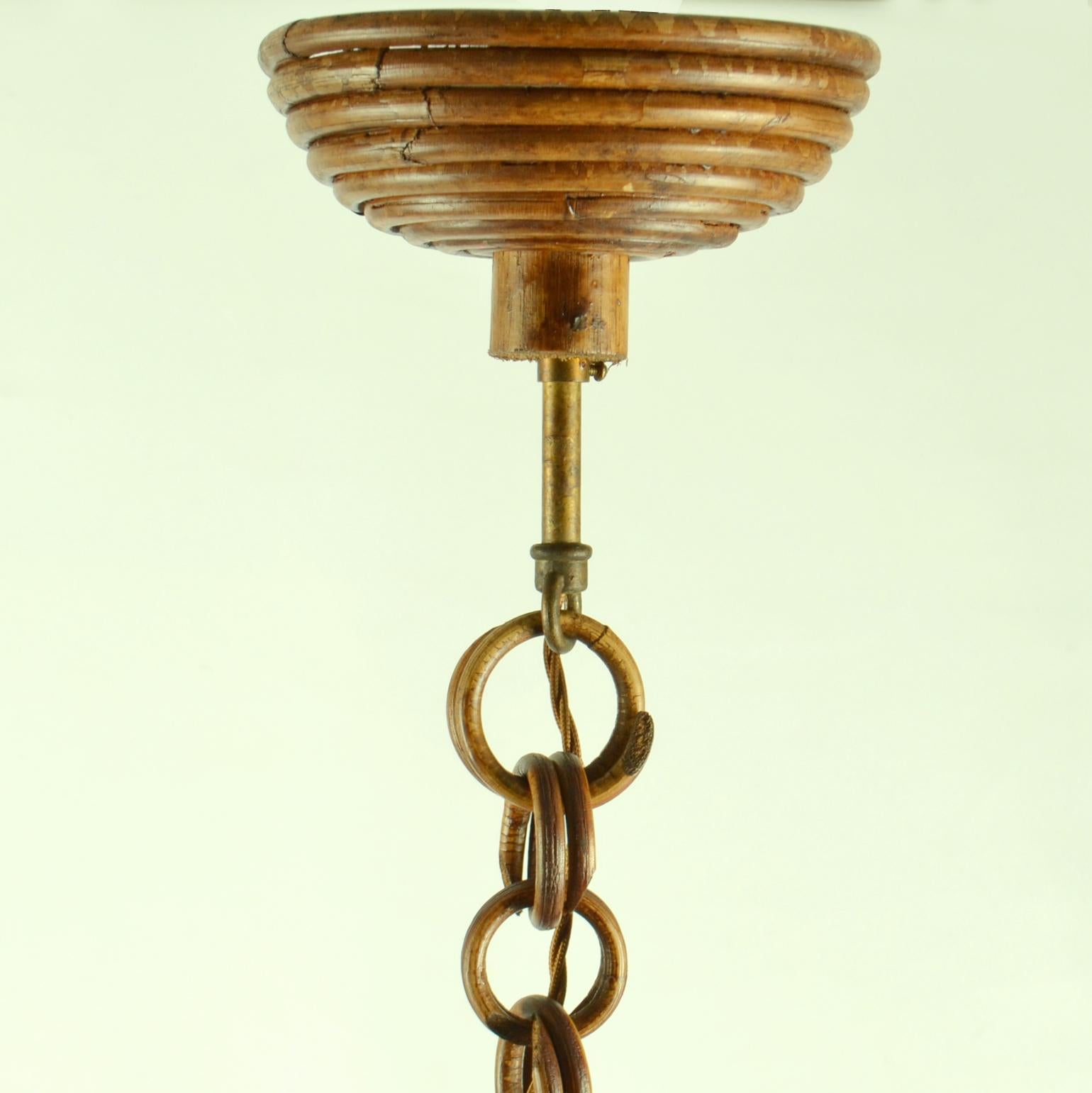 Extra Large Pencil Reed Pendant Lamp, Italy, 1960s In Excellent Condition For Sale In London, GB