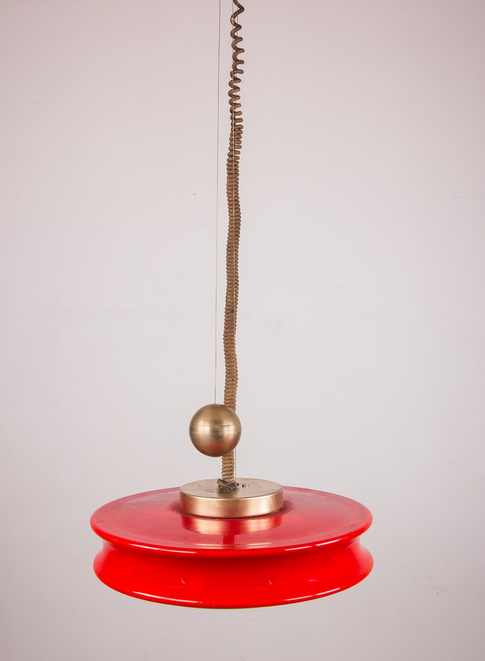 Grande lampe suspendue orientable en verre et laiton, modèle Orion, Schwarz Leuchten en vente 12