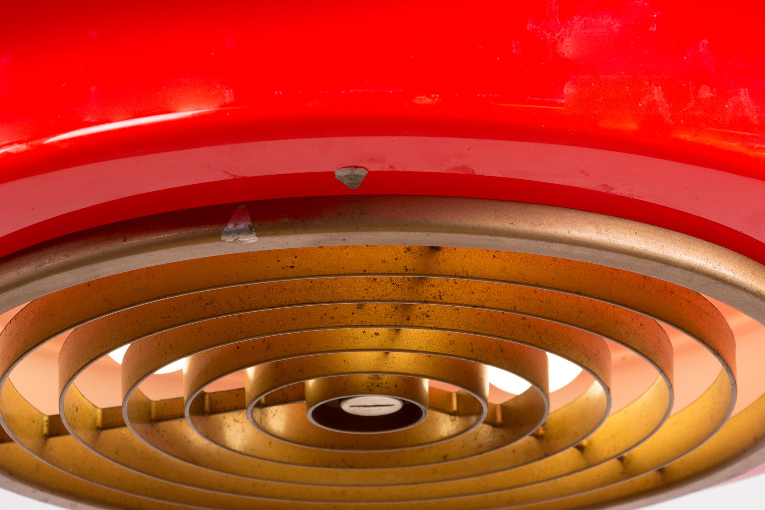 Laiton Grande lampe suspendue orientable en verre et laiton, modèle Orion, Schwarz Leuchten en vente