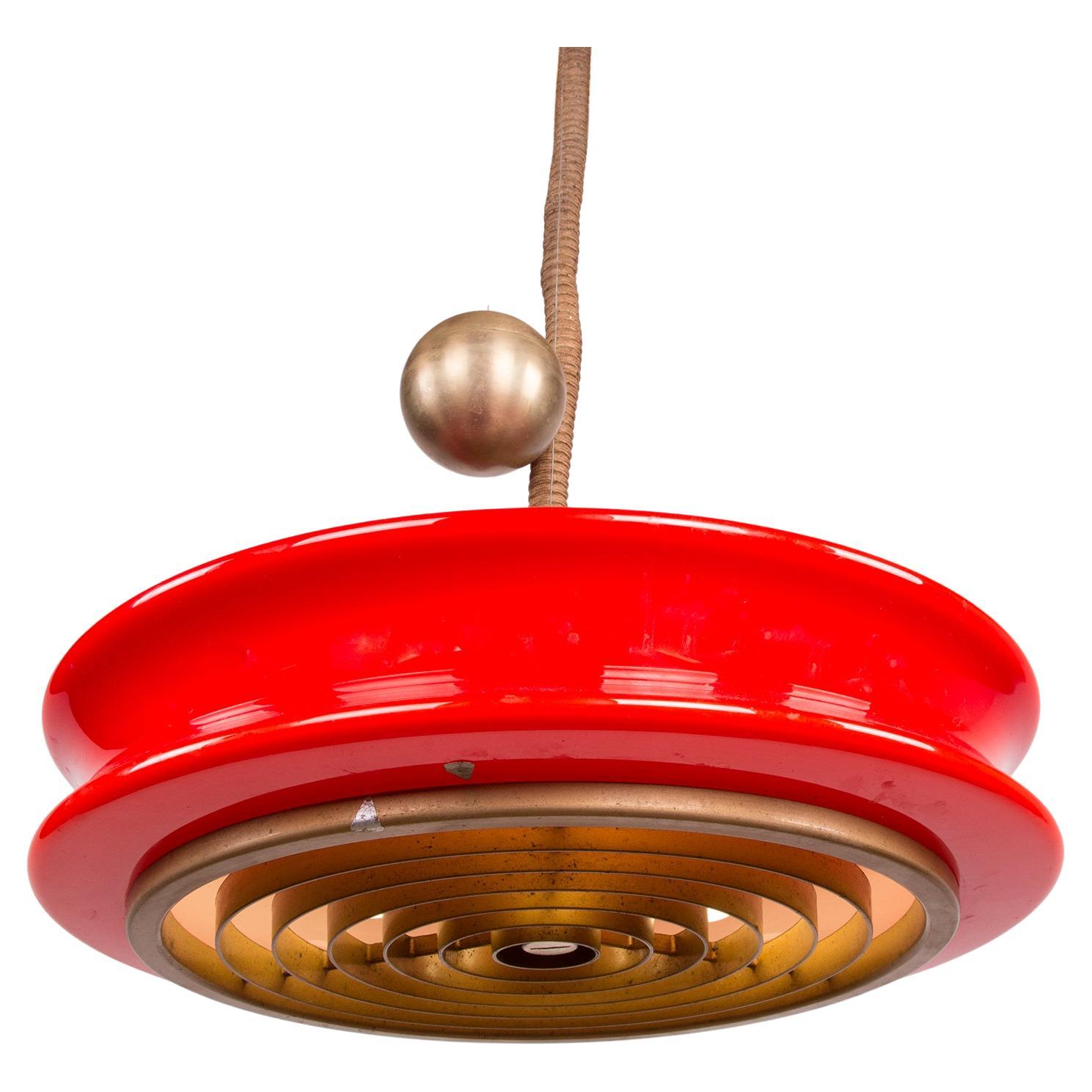 Gran lámpara colgante regulable de cristal y latón, modelo Orion, Schwarz Leuchten