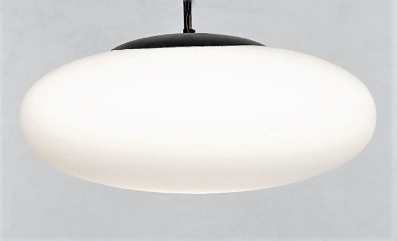 Pendant by Arredoluce, Italy, 1950s, Brushed Satin Glass Diffuser Diameter 20