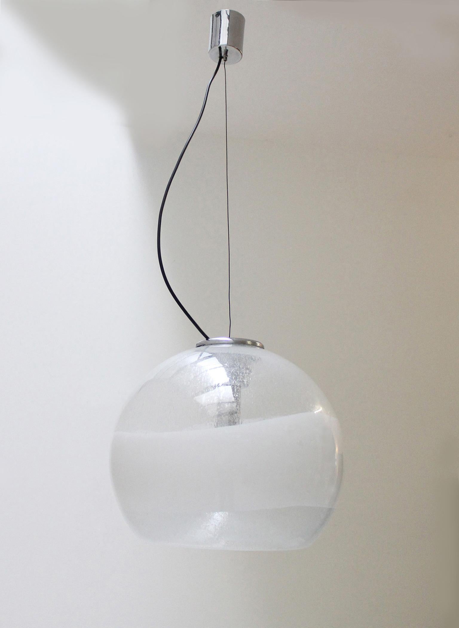 Mid-Century moderno Lampada a sospensione grande in vetro di Murano di Gino Poli e Ettore Fantasia per Sothis in vendita