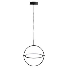Large Pendant Light, Black Patina Finish, Metal and Acrylic, Contemporary Art.
